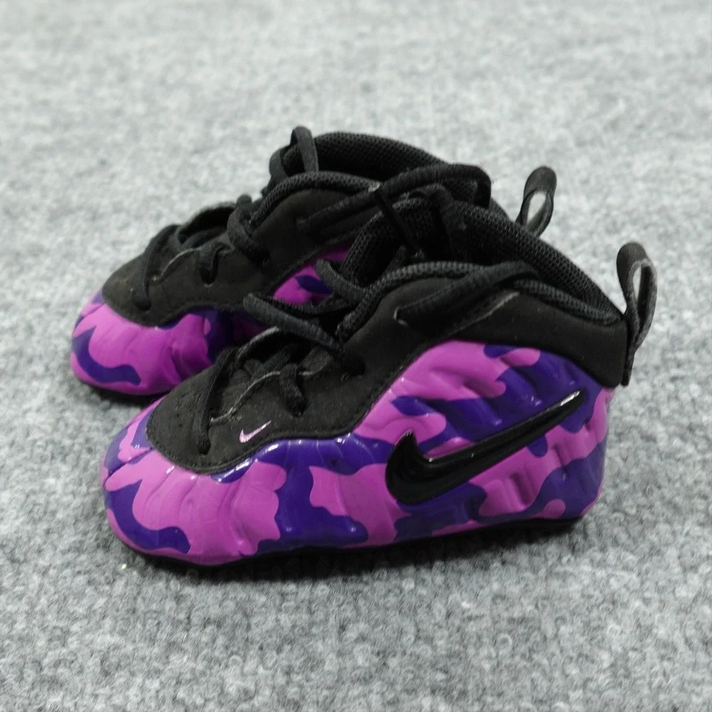 Nike Crib Shoes Baby Size 4 Purple Black Foamposite Hyper Violet Lil Posite Pro